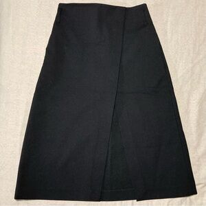 Ochirly Classic Black Women's Skirt with Front Kick Pleat/Slit & Pockets
